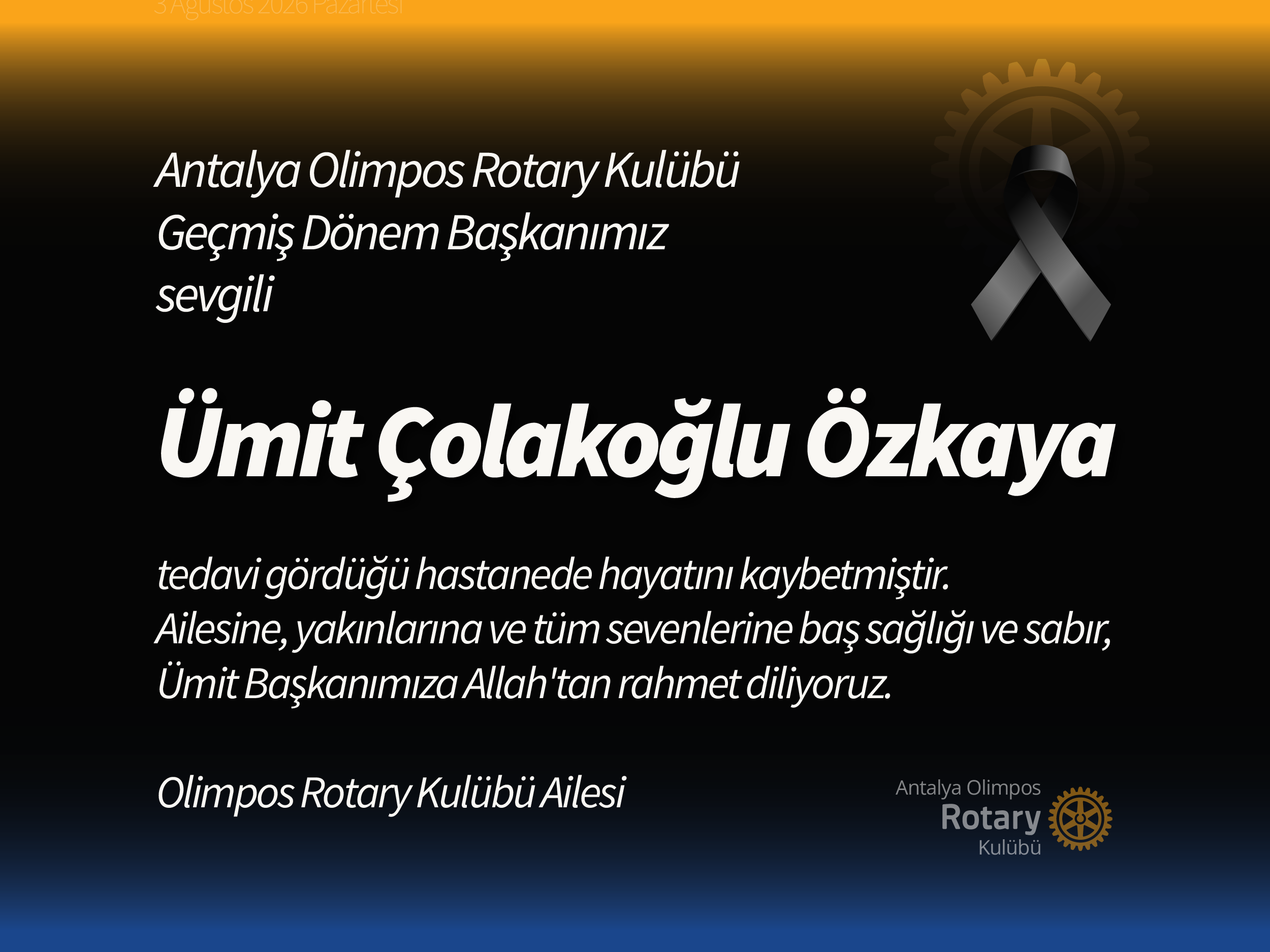 Vefat | GDB Ümit Çolakoğlu Özkaya